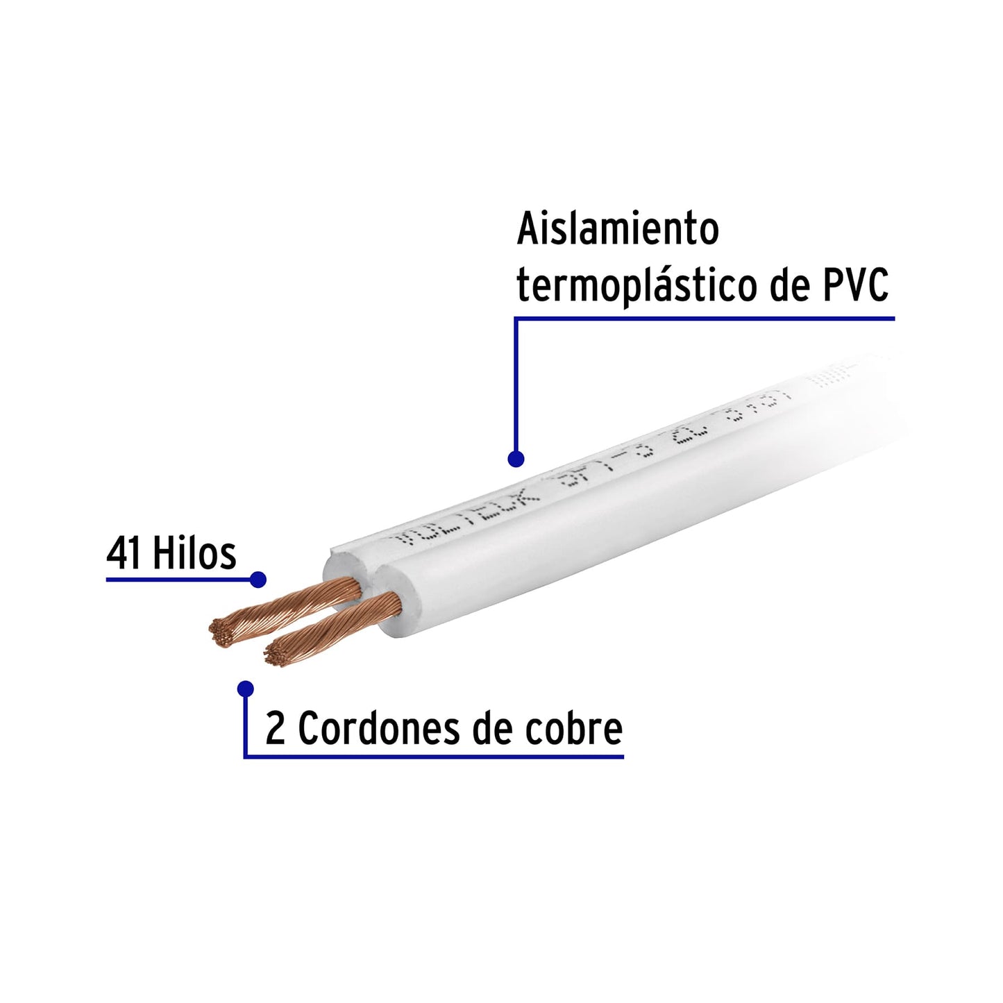 Rollo de 100 m de cordón dúplex flexible SPT 14 AWG, Volteck | CDU-14 | 46067
