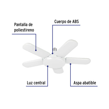 Lámpara LED 50W tipo ventilador, 5 aspas ajustables, VOLTECK | LED-550V | 29006