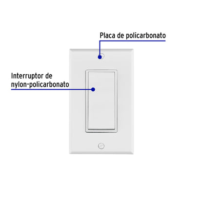 Placa armada con interruptor sencillo Classic, Volteck | PA-APSE-CLP | 40017