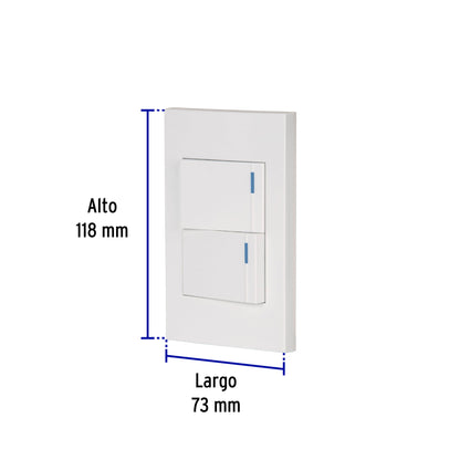 Placa armada 2interruptores 1de 3vías,1.5mod,Española blanco | PA-APDO15-EEB | 45601