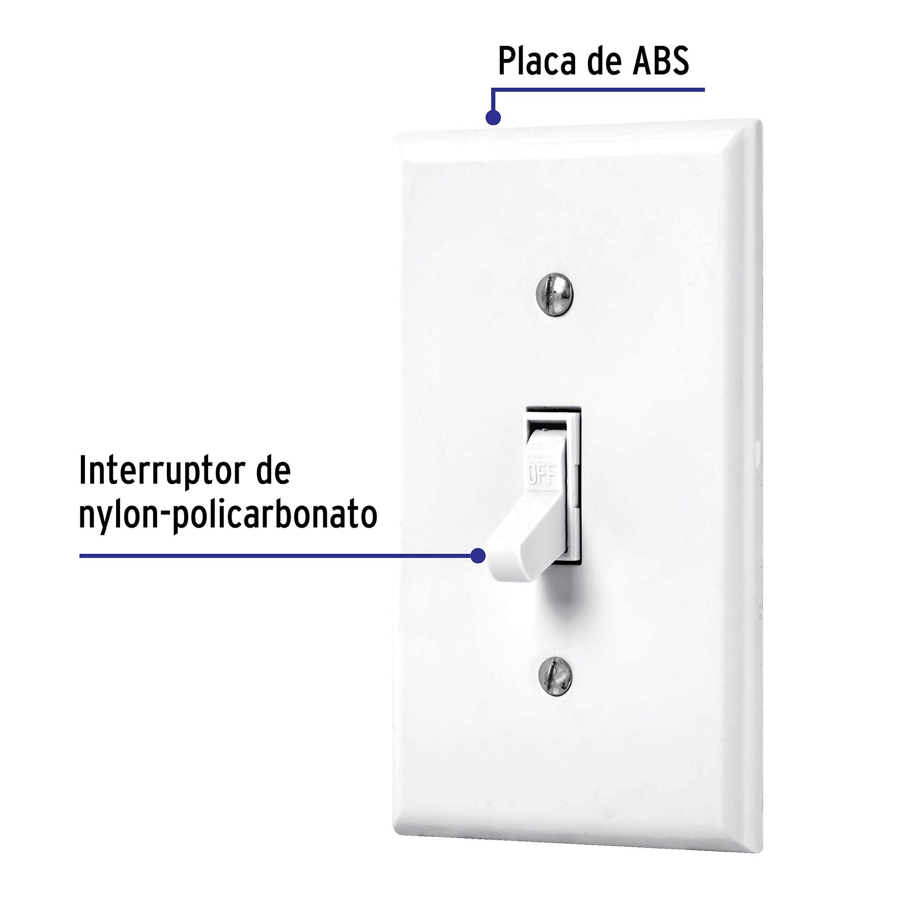 Placa armada interruptor sencillo, línea Standard, blanco | PA-APSE-SB | 45952