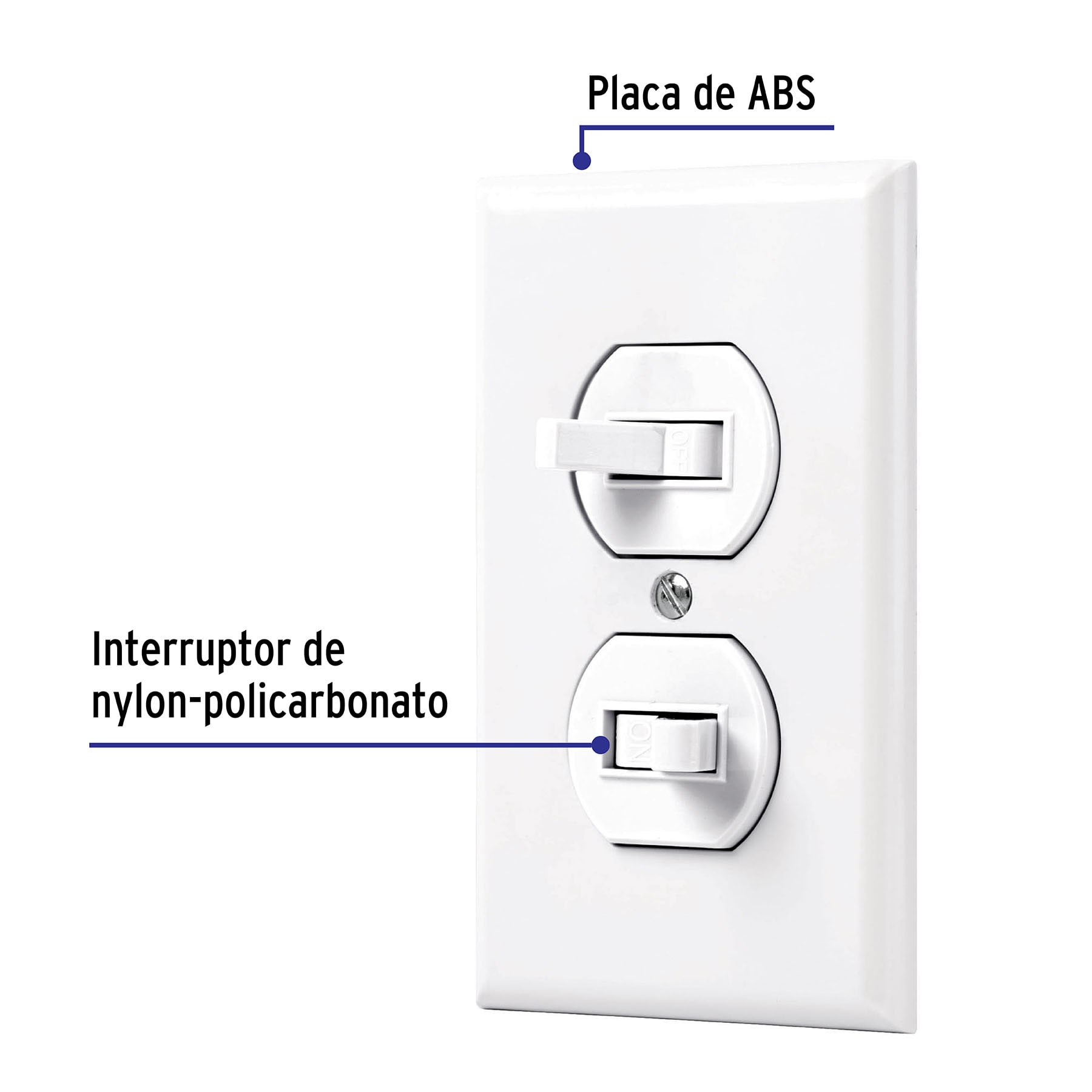Placa armada 2 interruptores sencillo, línea Standard, blanc | PA-APDO-SB | 45953
