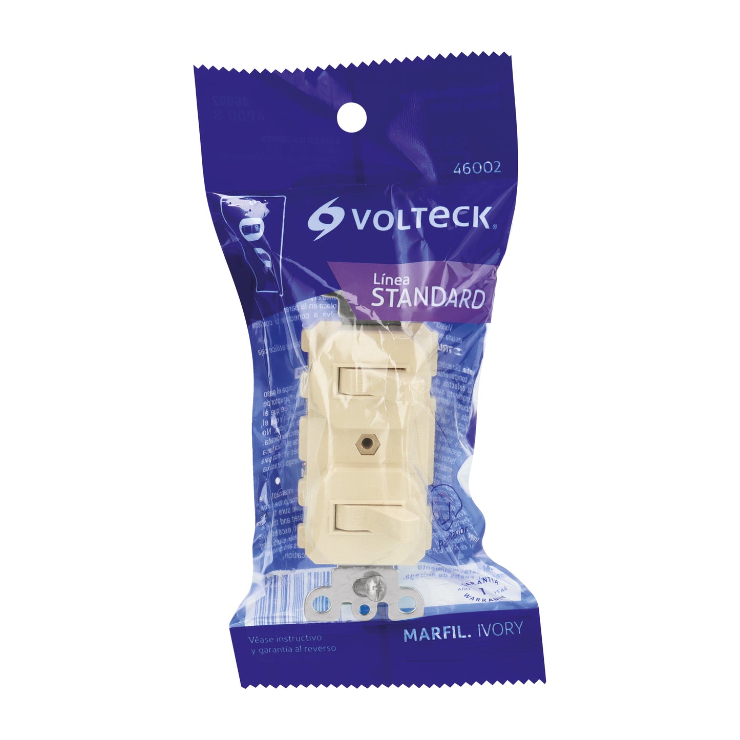 Interruptor dúplex de palanca, Standard, marfil, Volteck | APDO-S | 46002