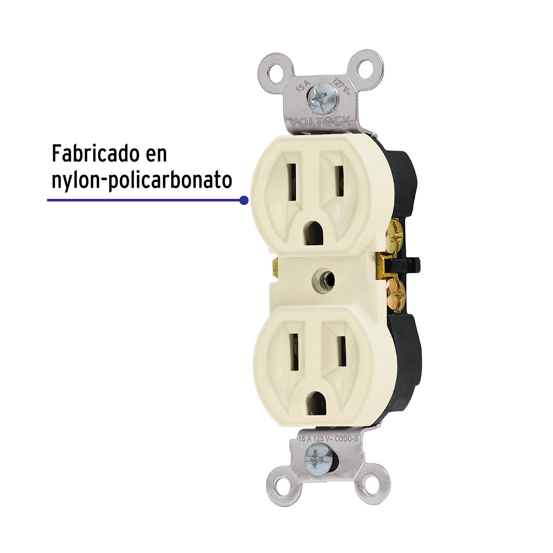 Contacto dúplex, 2 polos 3 hilos, Standard, marfil, Volteck | CODO-S | 46102