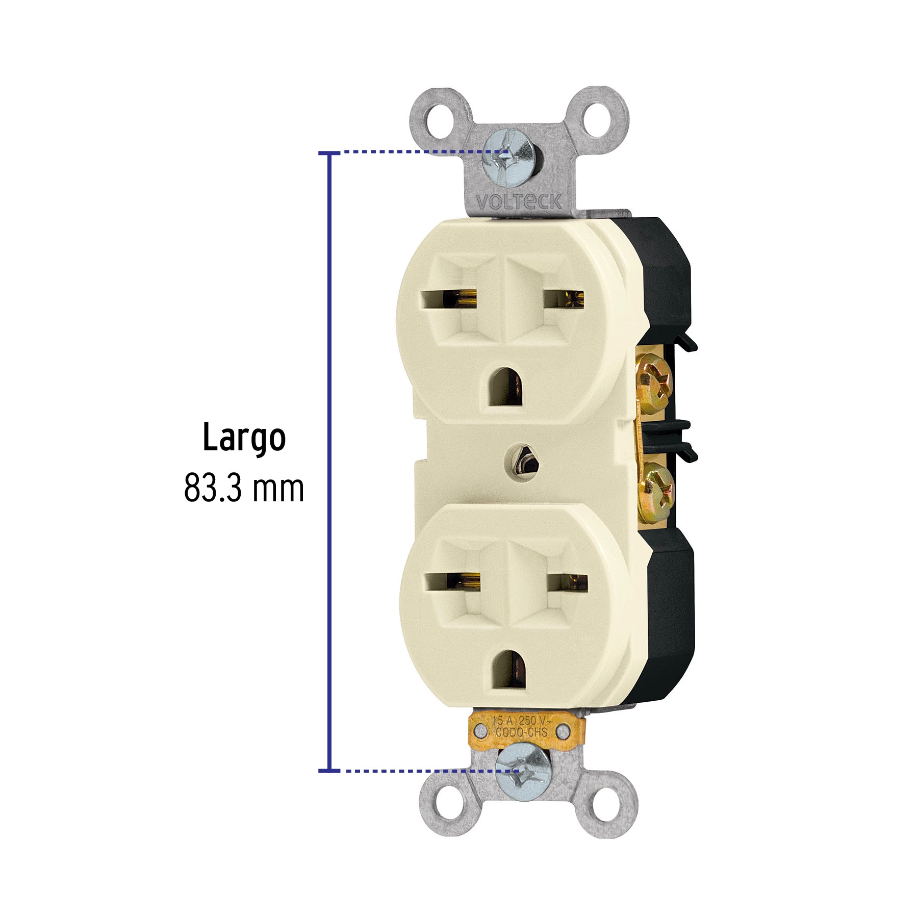 Contacto dúplex, cara de chino, Standard, marfil, Volteck | CODO-CHS | 46104