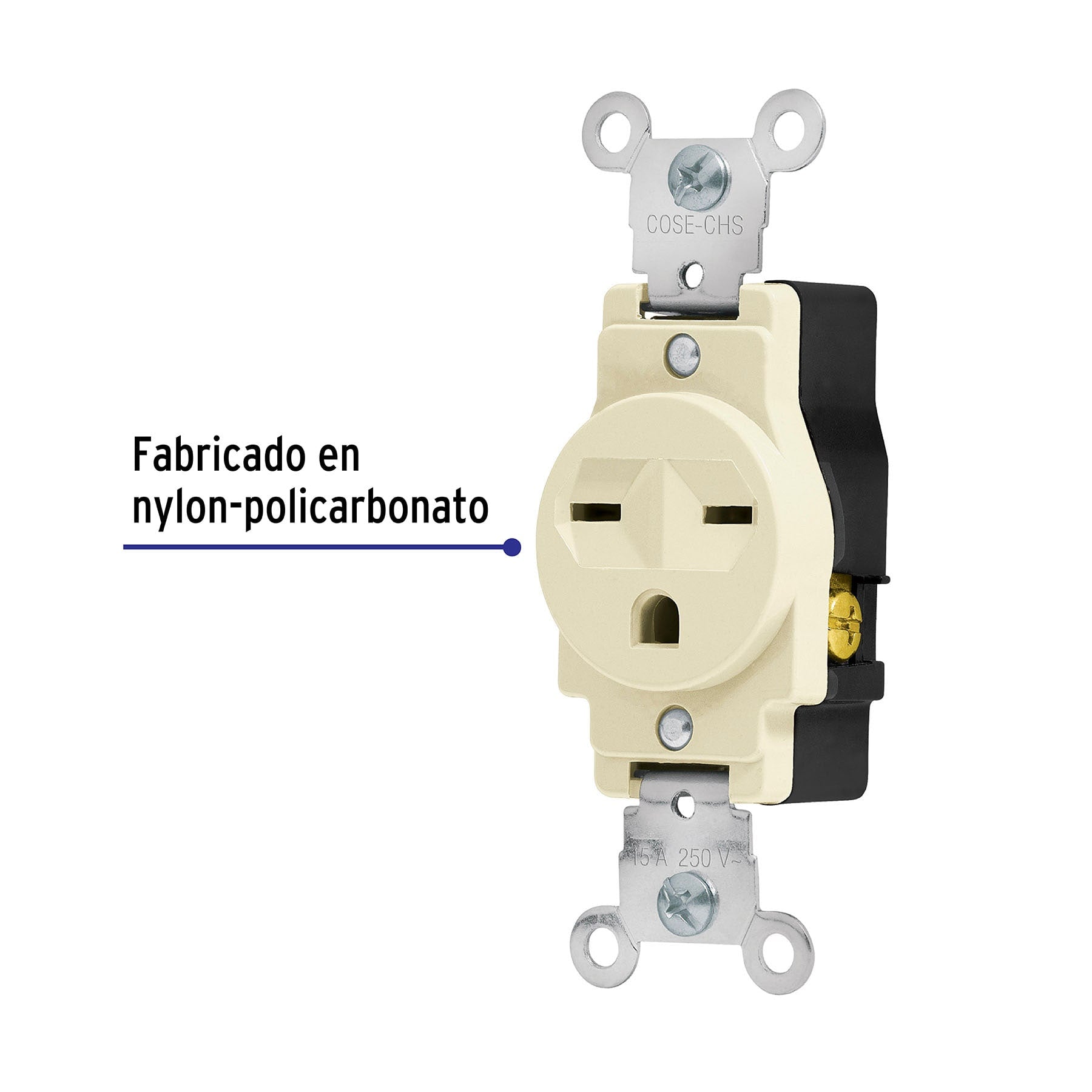 Contacto sencillo, cara de chino, Standard, marfil, Volteck | COSE-CHS | 46110
