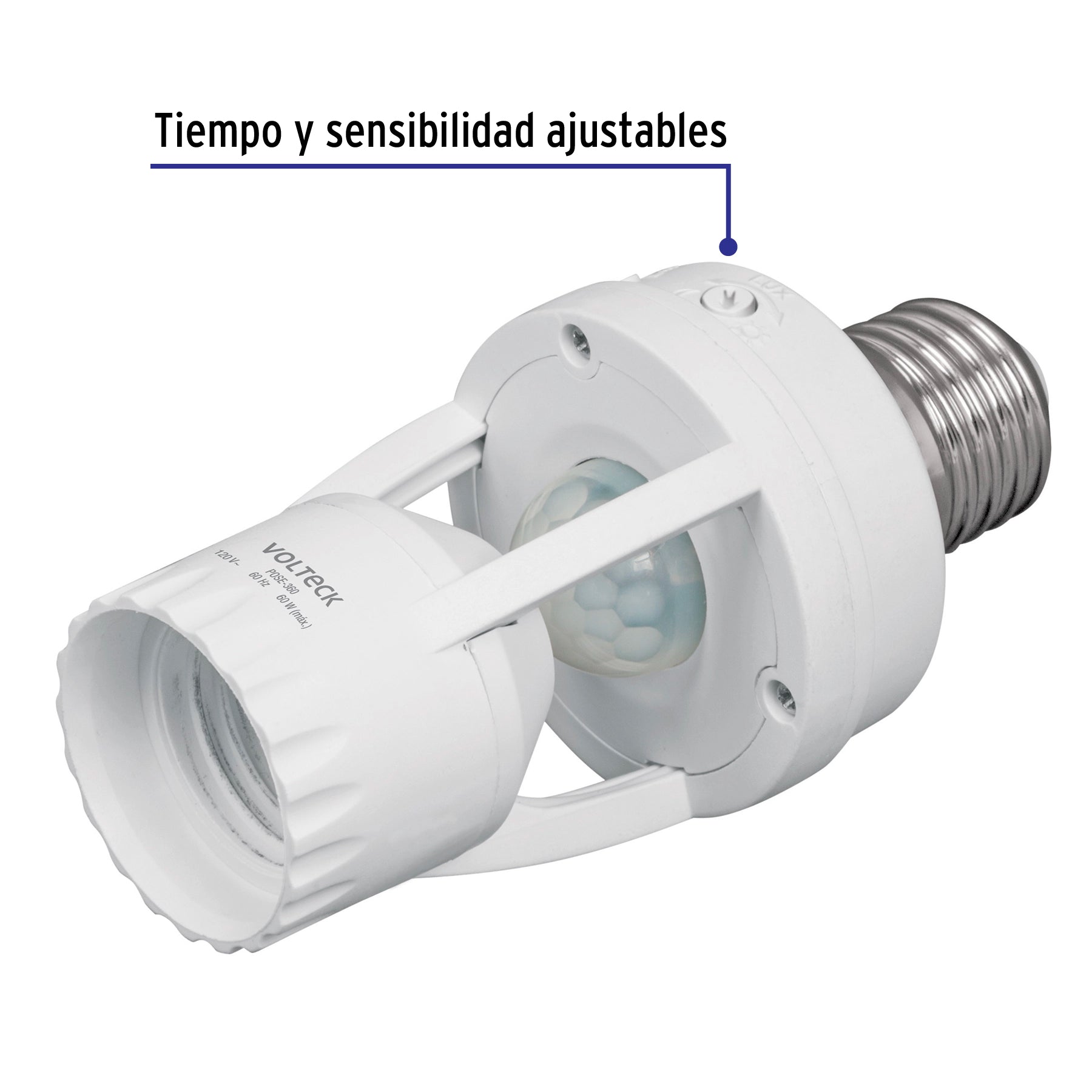 Portalámpara con sensor de movimiento 360°, Volteck | POSE-360 | 46274