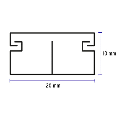 Canaleta de 2 vías 10 x 20 mm, con división, VOLTECK | CAN-1020D | 46283