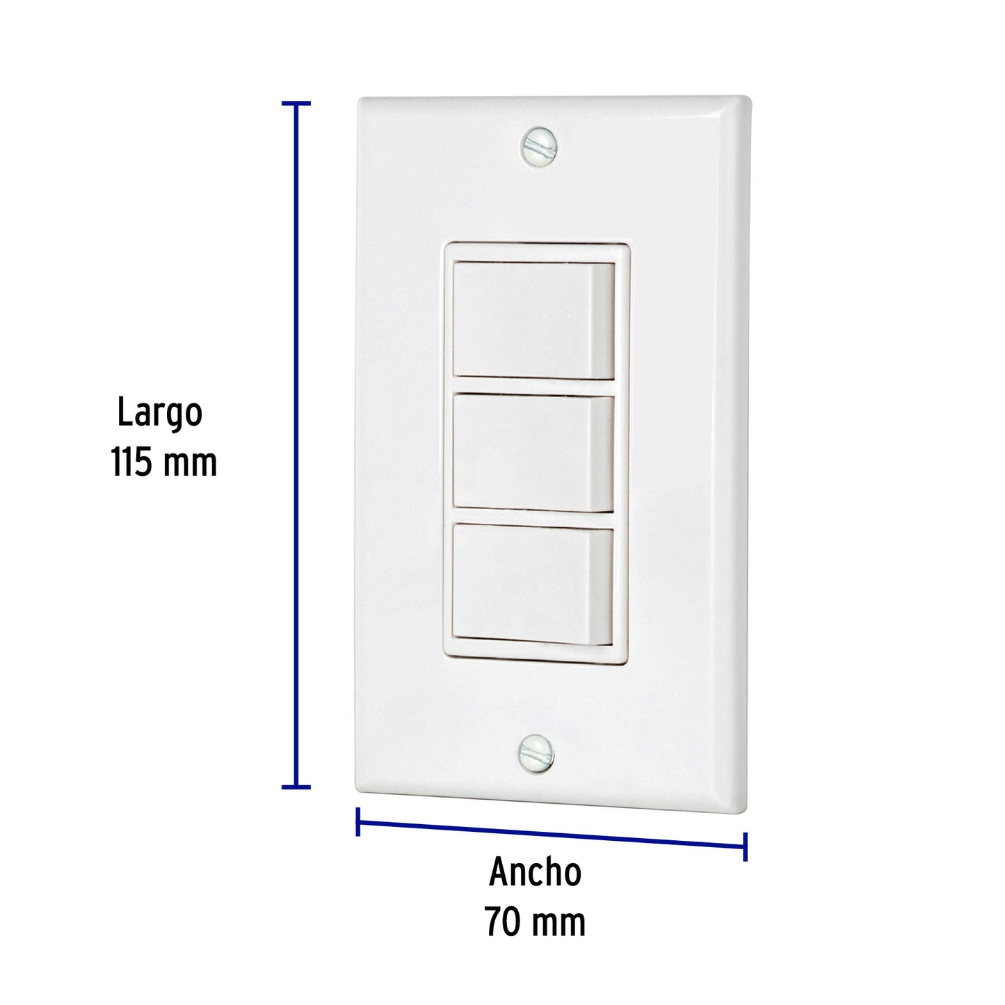 Placa armada con 3 interruptores sencillos, línea Classic | PA-APTR-CLP | 46339