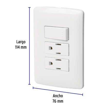 Placa armada 2 contactos e interruptor,blanco,línea Italiana | PA-APCO-I3B | 46457