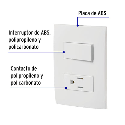 Placa armada contacto e interruptor, línea Oslo, blanco | PA-APCO-OB | 46487