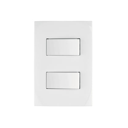 Placa armada 2 interruptores sencillos, línea Oslo, blanco | PA-APDO-OB | 46494