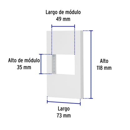 Placa 1 ventana, 1.5 módulos, línea Española, color blanco | PPSE15-EB | 47044