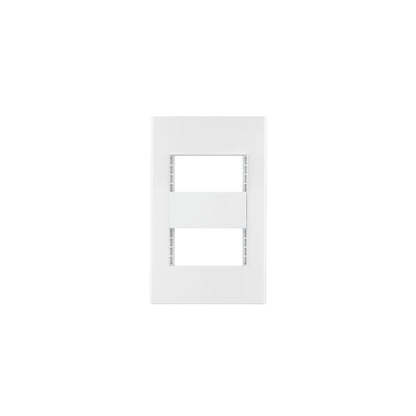 Placa 2 ventanas, 1 módulo, línea Española, color blanco | PPDO-EB | 47063