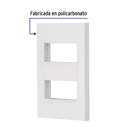 Placa 2 ventanas, 1 módulo, línea Española, color blanco | PPDO-EB | 47063