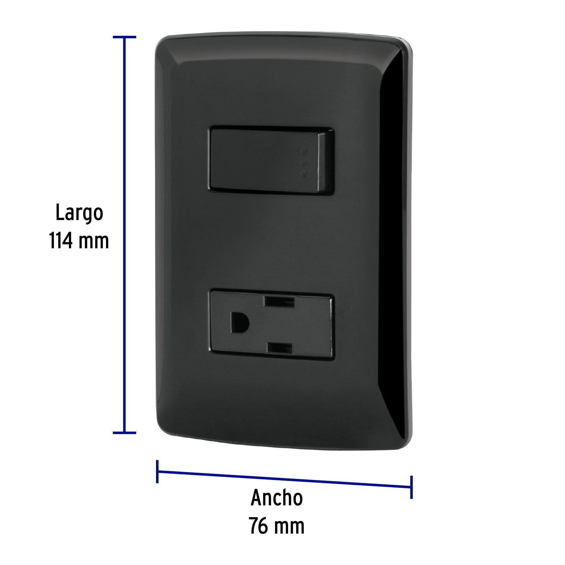 Placa armada contacto e interruptor, negro, línea Italiana | PA-APCO-IN | 47591