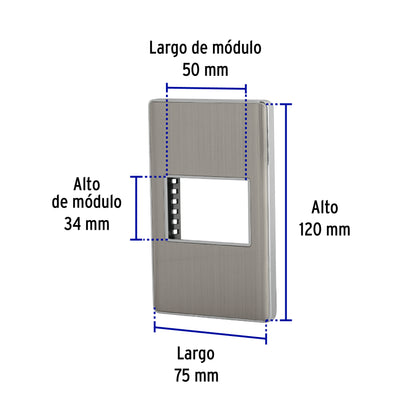 Placa de acero inox con 1 ventana 1.5 módulos, línea Lisboa | PPSE15-LA | 47818