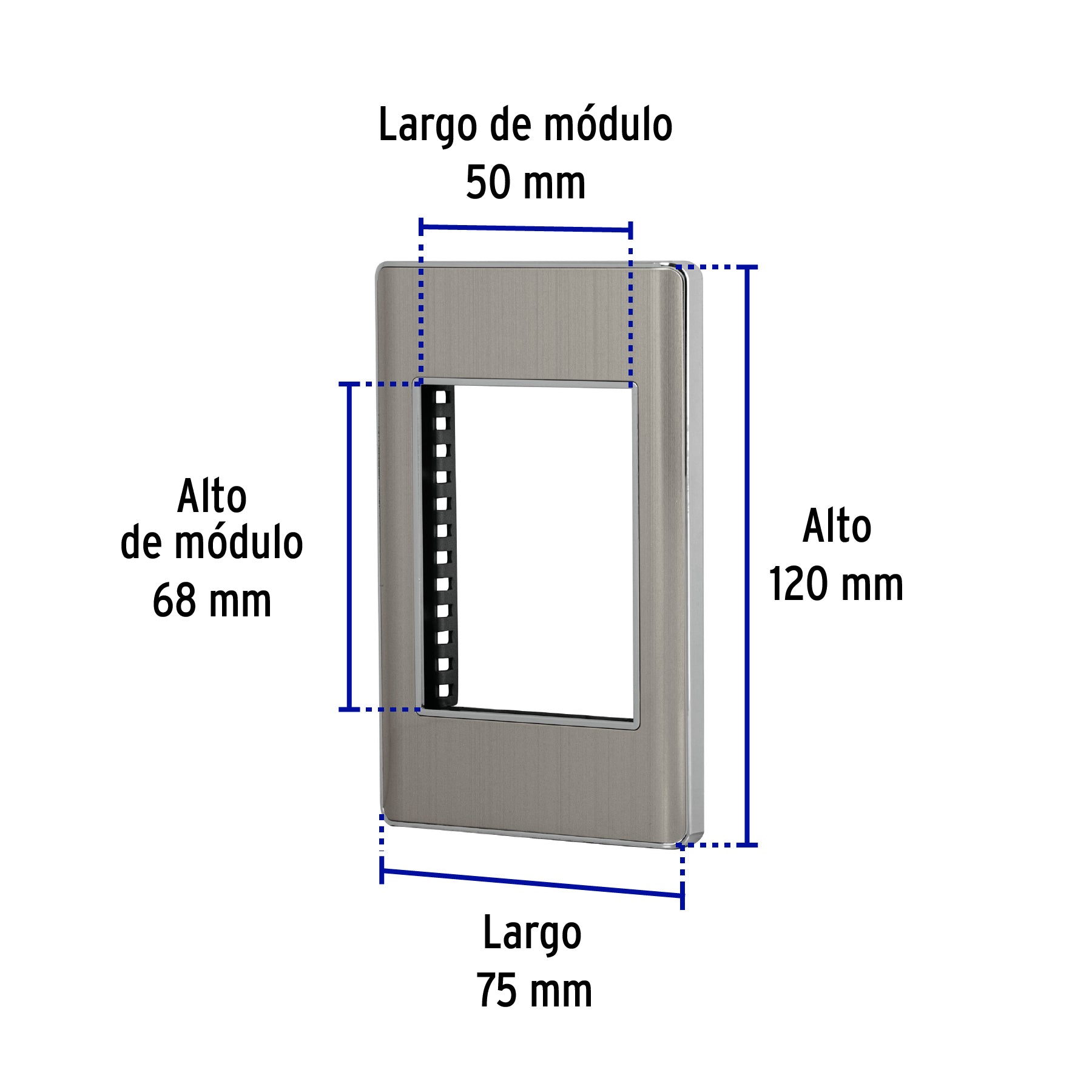 Placa de acero inox con 1 ventana 3 módulos, línea Lisboa | PPTR-LA | 47819