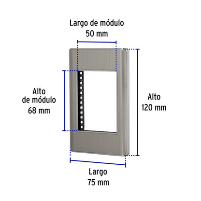Placa de acero inox con 1 ventana 3 módulos, línea Lisboa | PPTR-LA | 47819