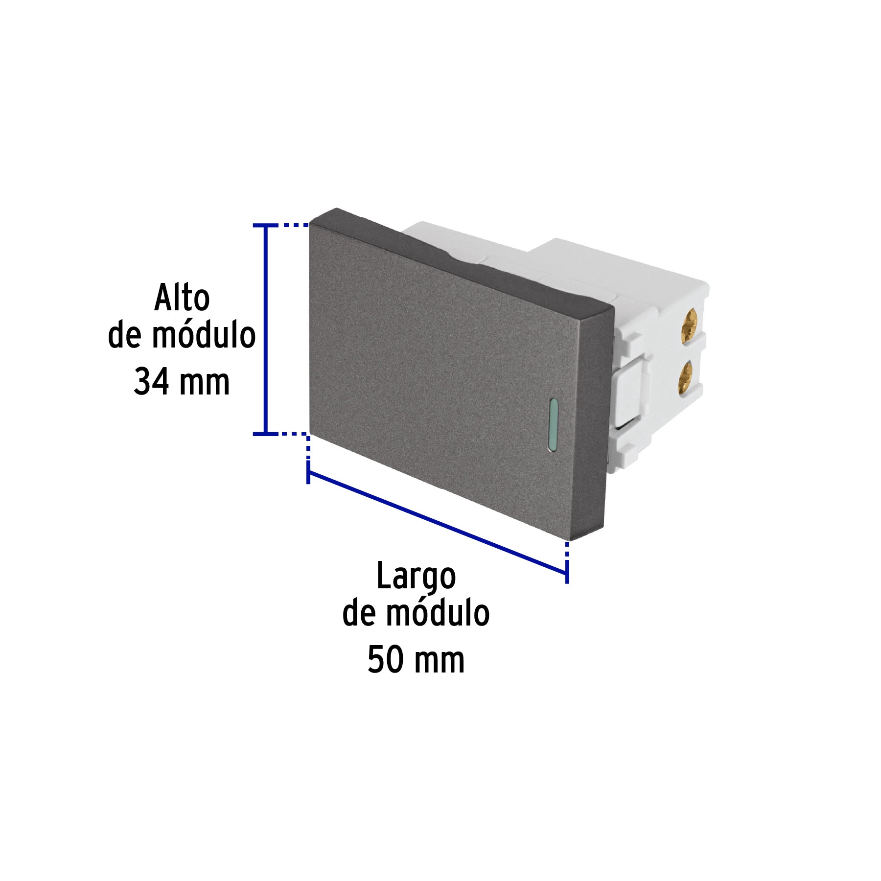 Interruptor sencillo acero inox de 1.5 módulos, línea Lisboa | APSE15-LA | 47821