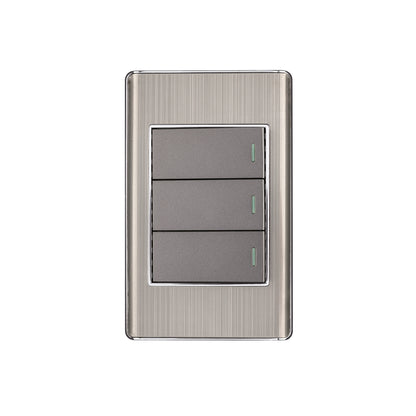 Placa armada acero inox 3 interruptores 1 módulo, Lisboa | PA-APTR-LA | 47836