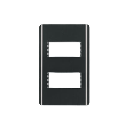 Placa negra de 2 ventanas 1 módulo, línea Lisboa, Volteck | PPDO-LN | 47870