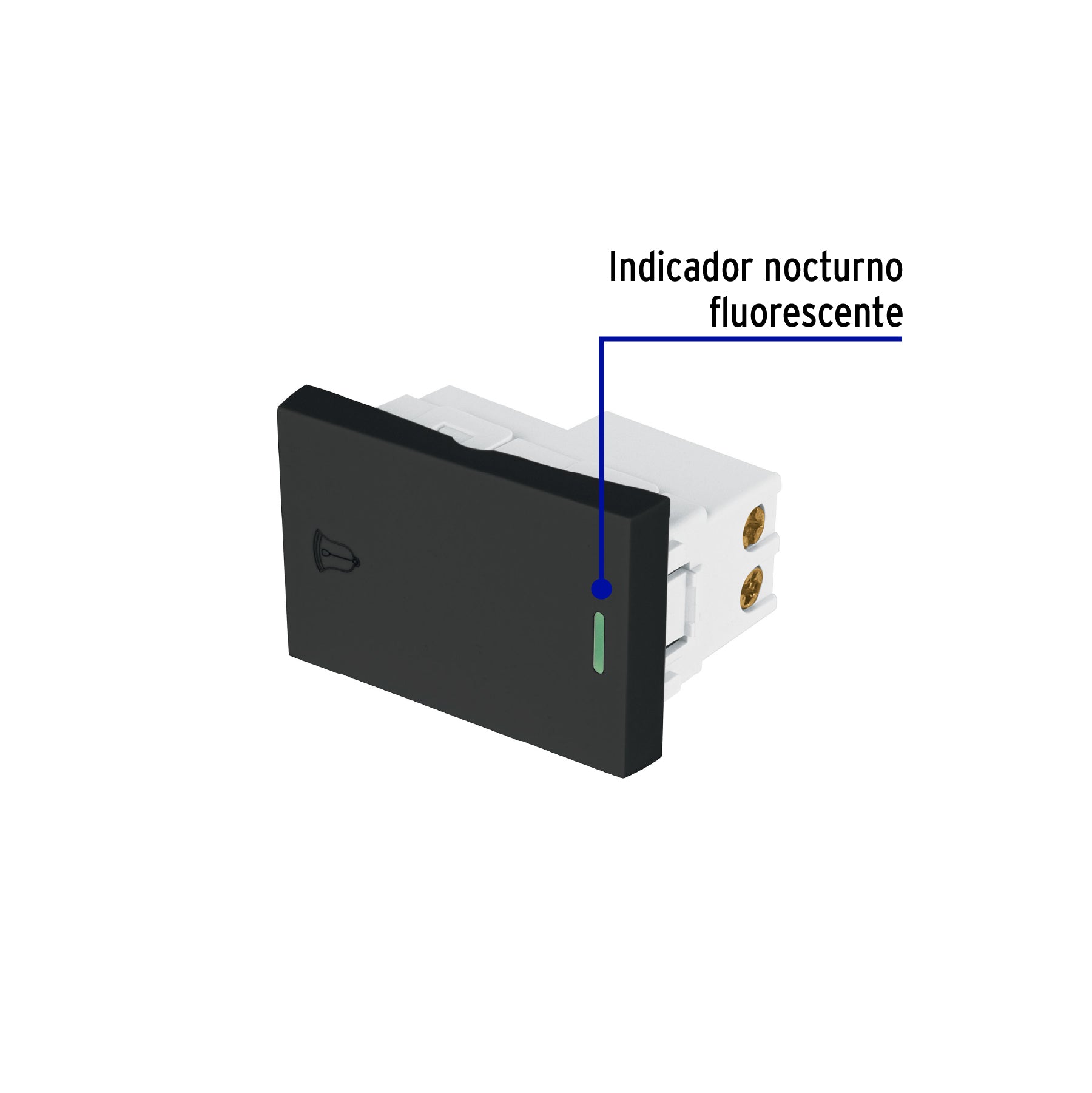 Interruptor para timbre negro de 1.5 módulos, línea Lisboa | APTI15-LN | 47879