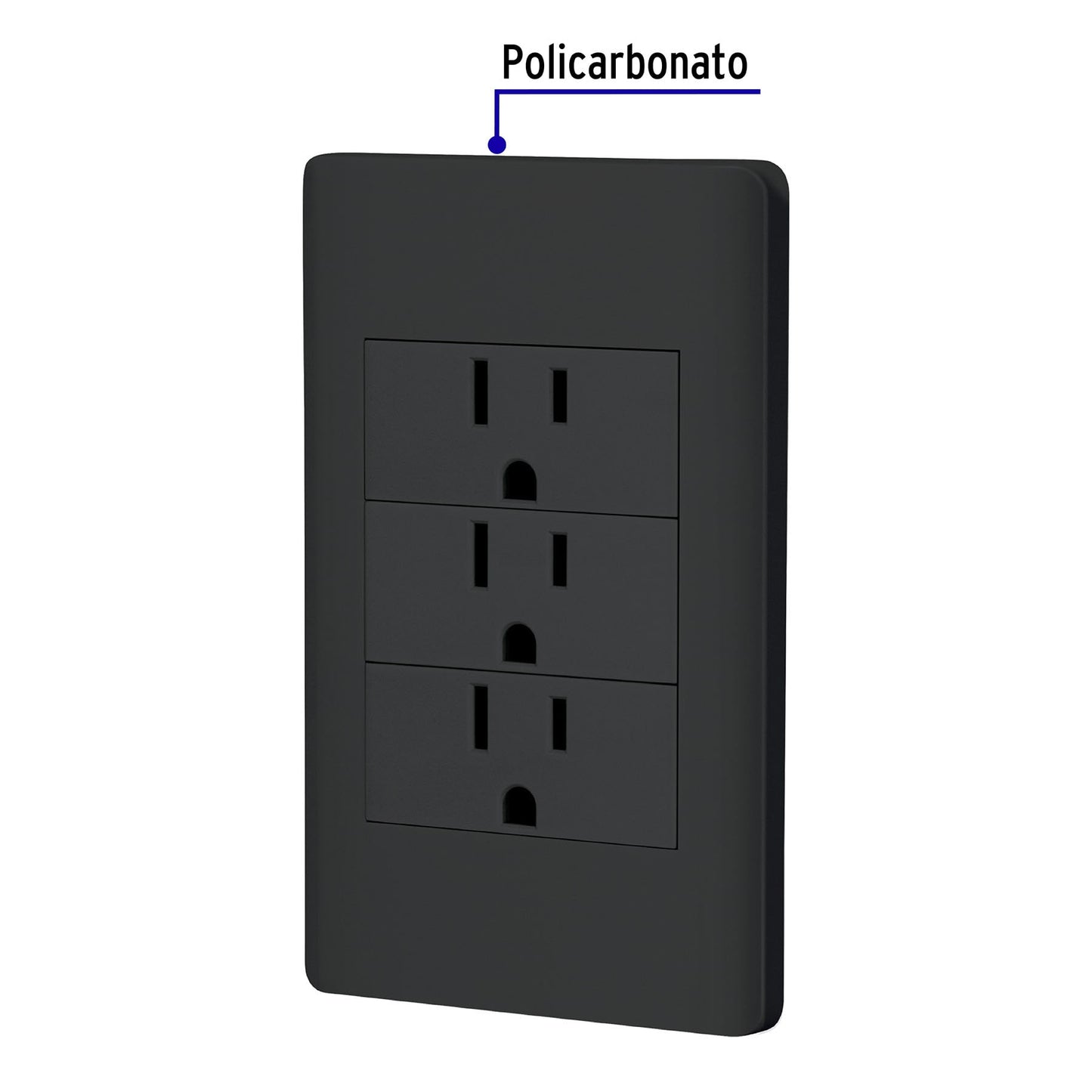Placa armada negra 3 contactos 1 módulo, Lisboa, Volteck | PA-COTR-LN | 47903
