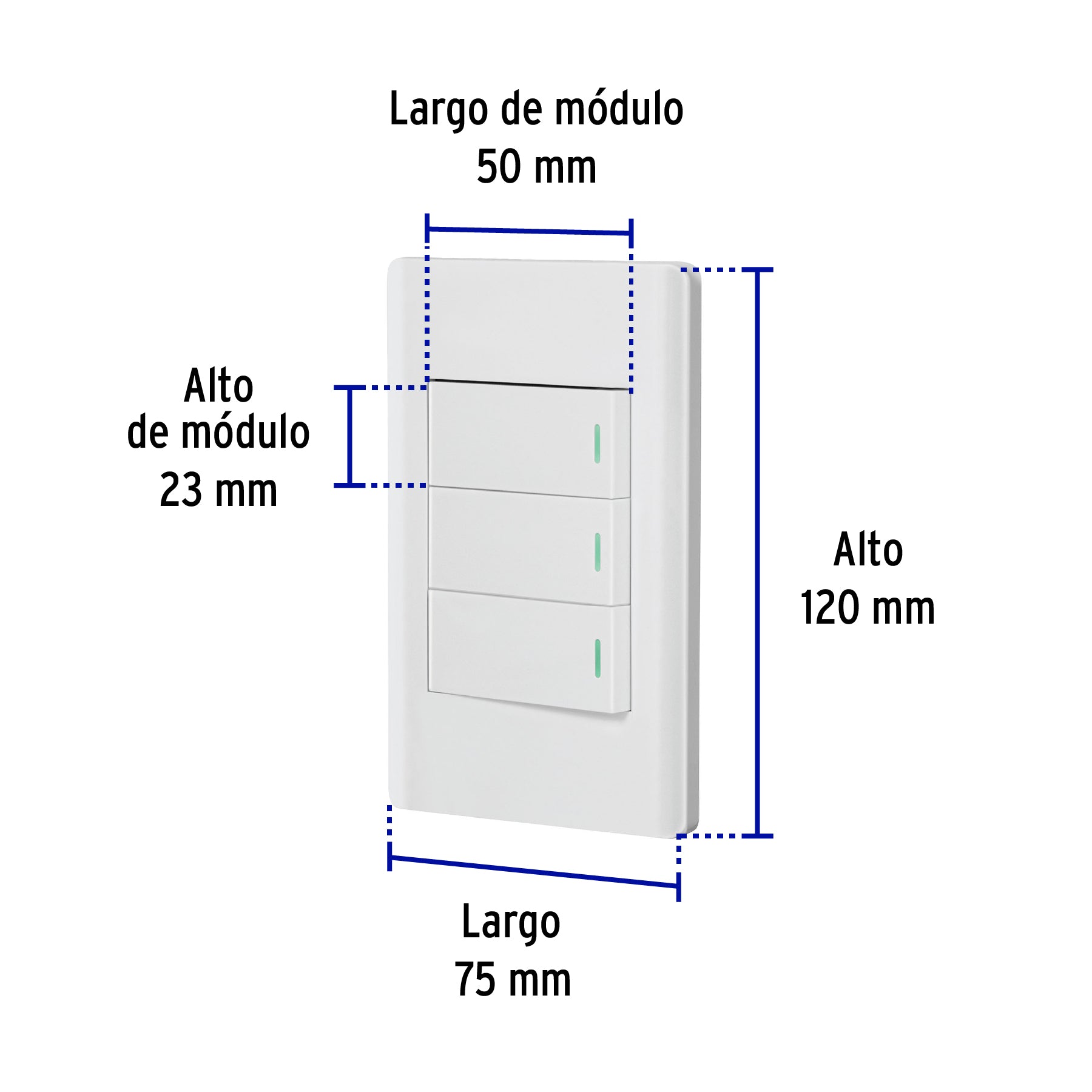 Placa armada blanca 3 interruptores 1 módulo, Lisboa | PA-APTR-LB | 47956