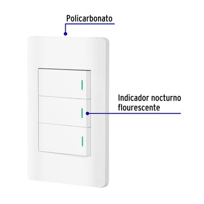 Placa armada blanca 2 interruptores 1 de 3 vías 1 mód, Lisbo | PA-APTR-ELB | 47957