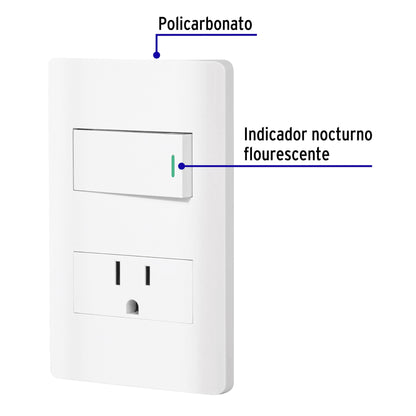 Placa armada blanca interruptor y contacto 1 módulo, Lisboa | PA-APCO1-LB | 47965