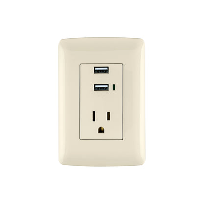 Contacto aterrizado + 2 puertos USB, marfil, línea Italiana | COUSB-I | 48064