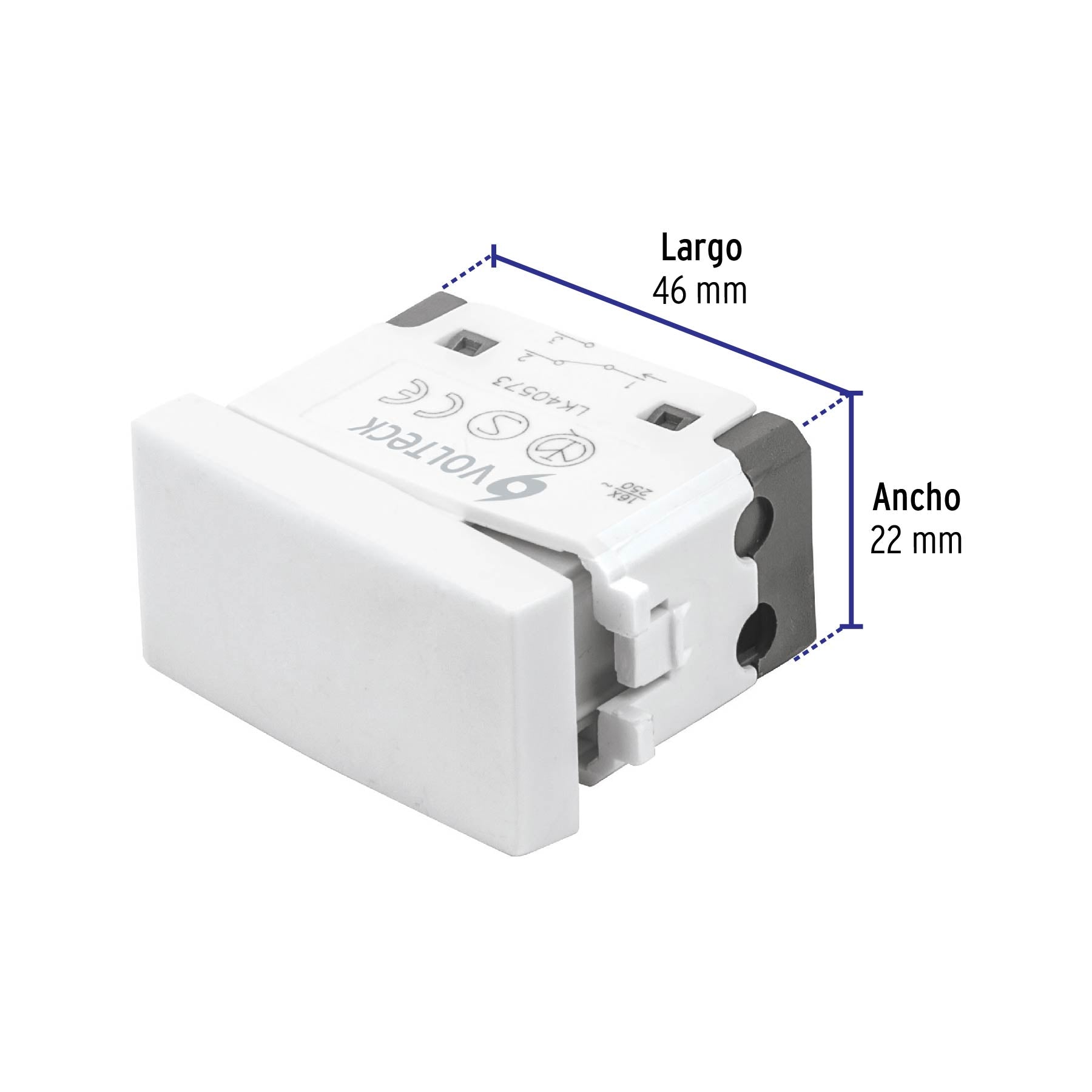 Interruptor de 3 vías, línea Oslo, color blanco, Volteck | APSE-EOB | 48321