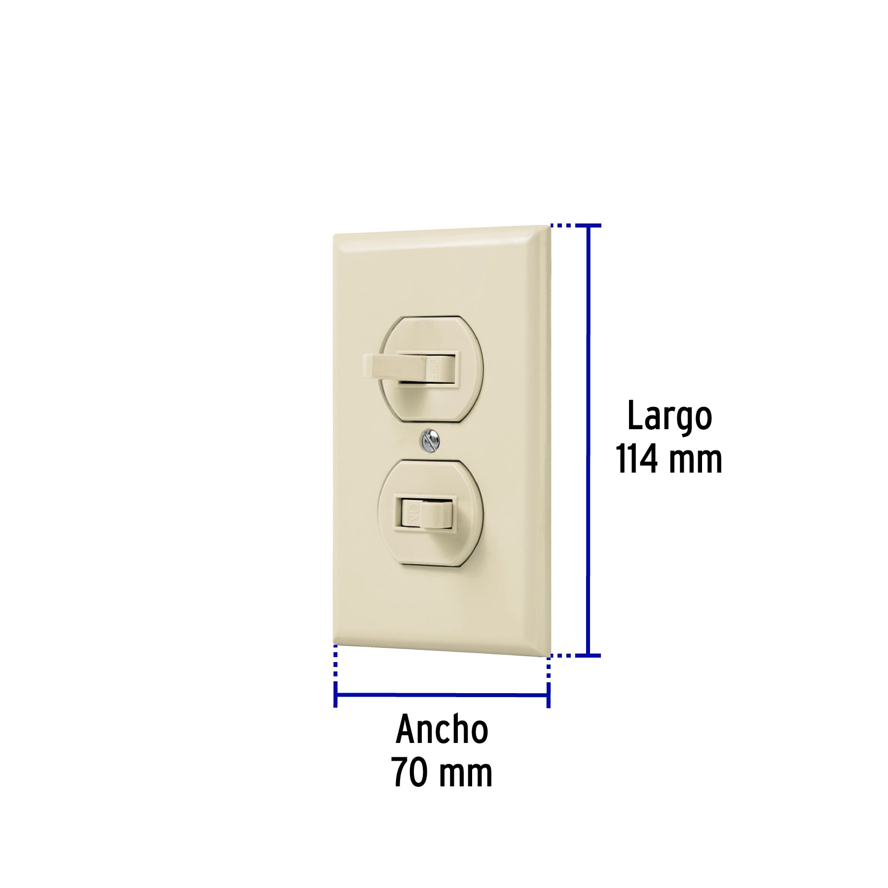 Placa armada 2 interruptores sencillo, línea Standard,marfil | PA-APDO-S | 48492