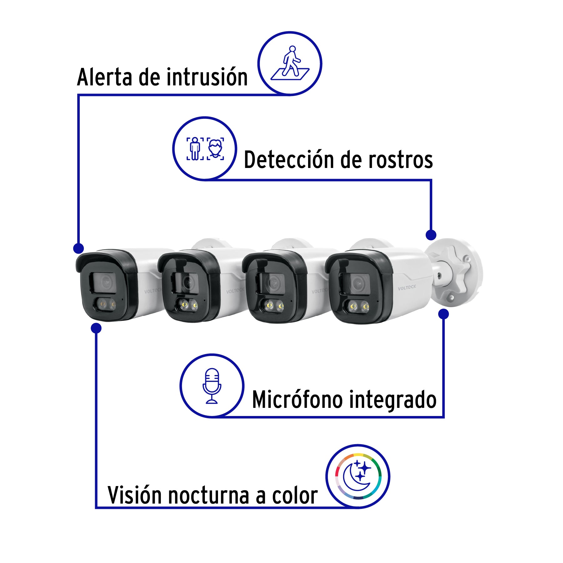 Kit video vigilancia, 8 canales, 4 cámaras, 5MP, Disco 1TB | CTV-KIT-8A | 49588