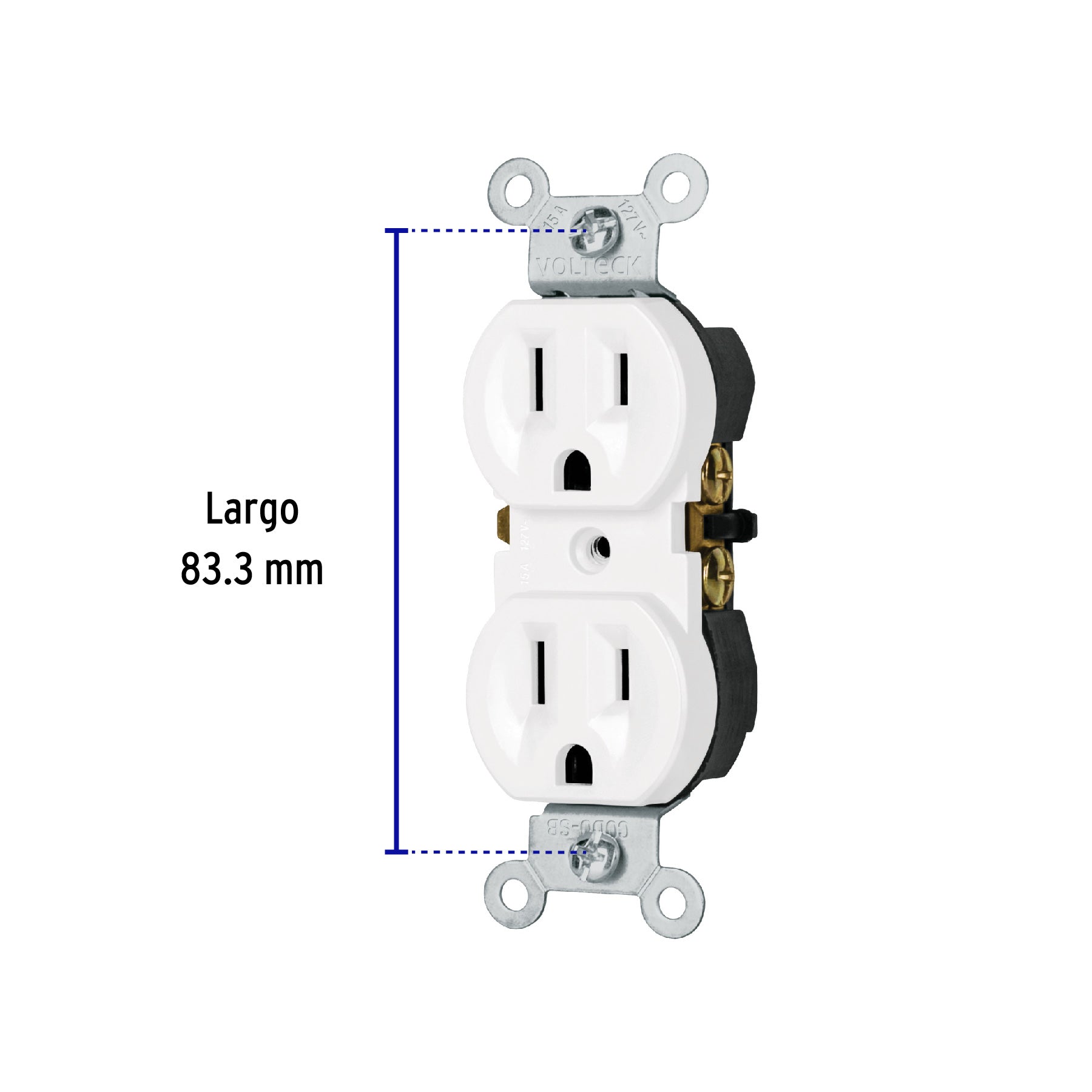 Contacto dúplex, 2 polos 3 hilos, Standard, blanco, Volteck | CODO-SB | 49710
